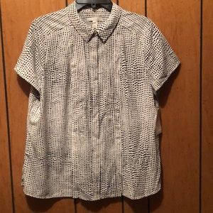 Dana Buchman Black & White Polka Dot Top XL NWT